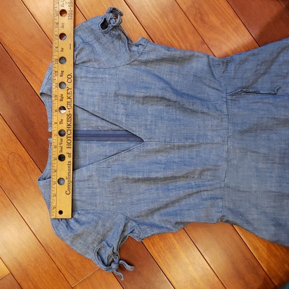 J. Crew Cotton dress, ruffle detail at hem, ties at cap sleeves. Women's 4 - Picture 5 of 11